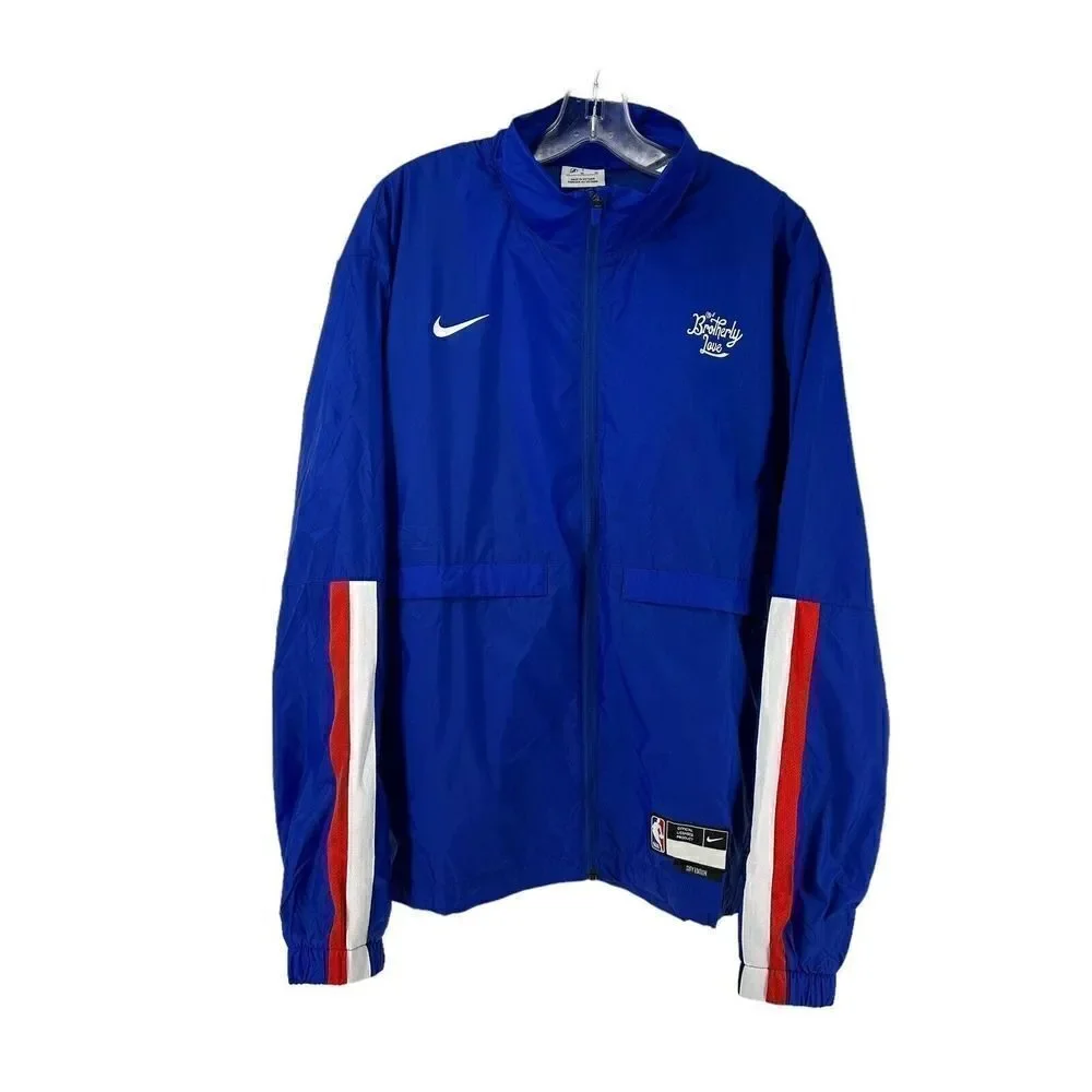 Nike NBA City Edition Windbreaker Jacket Men M Philadelphia 76ers Brotherly Love